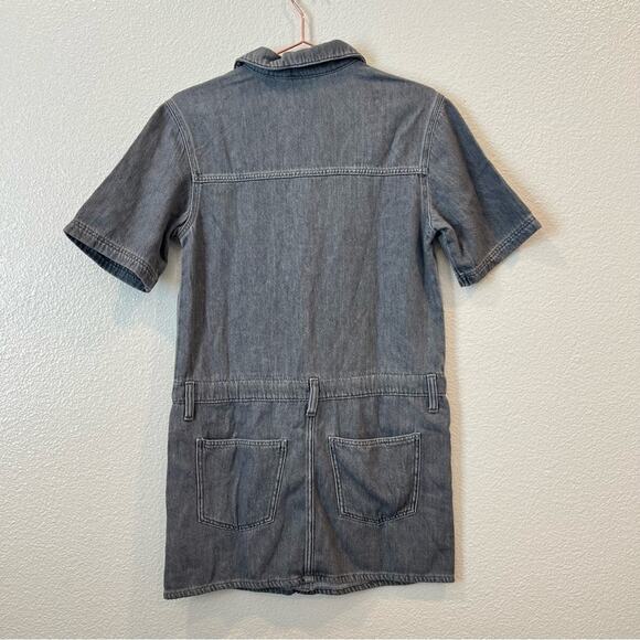 Universal Threads Short Sleeve Drop Waist Drawstring Mini Dress Black Gray Denim - Picture 5 of 7